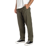 person wearing military green chino style pants