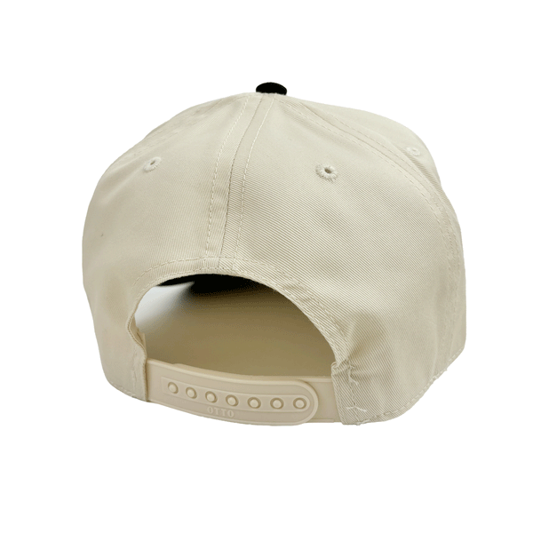 back of white hat with adjustable snapback