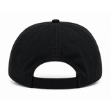 back of black hat with adjustable strap