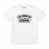 white t shirt with US Open's shield logo in black on white background