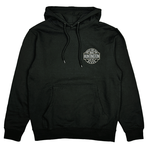 front of hoodie with white logo on chest