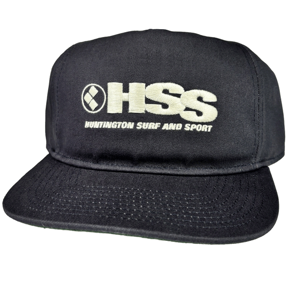 navy blue hat with grey HSS logo stitched on the front