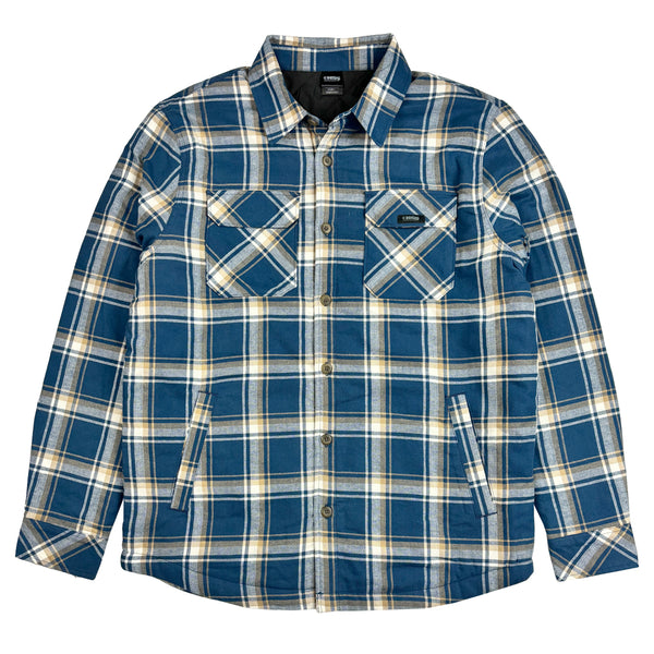 Blue and white plaid shirt on a white background