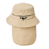 back of tan bucket hat with back neck cover