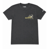 washed black shirt with US Open's Surfer logo in yellow on chest