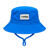 blue bucket hat with a white HSS patch logo
