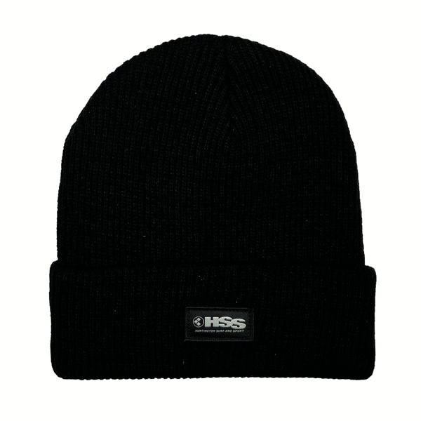 black cuff beanie on white background