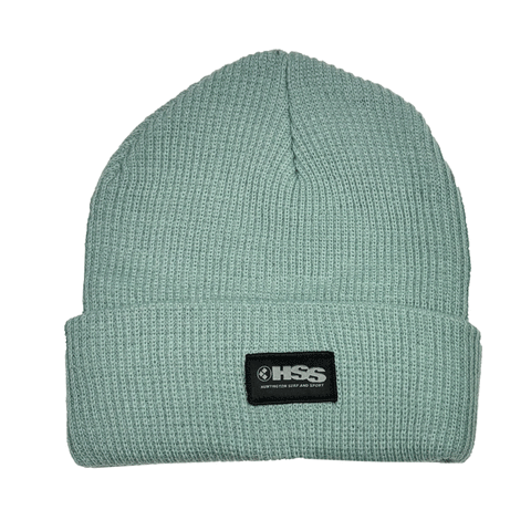 mint colored beanie on white background