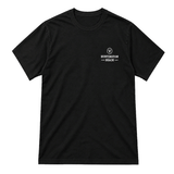 front of black t shirt with small Vissla logo and the words Huntington Beach on the chest