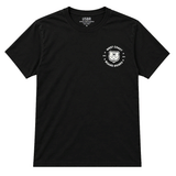front of black t-shirt with white logo of a bear and says west coast board riders