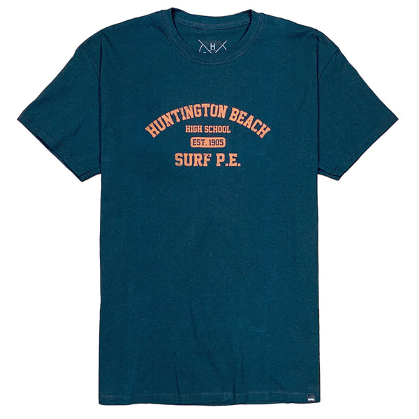 front of t-shirt that says huntington beach high school, est. 1905, surf p.e.